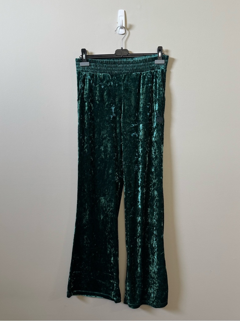 Playboy Green crushed velvet wide leg track pants 💜